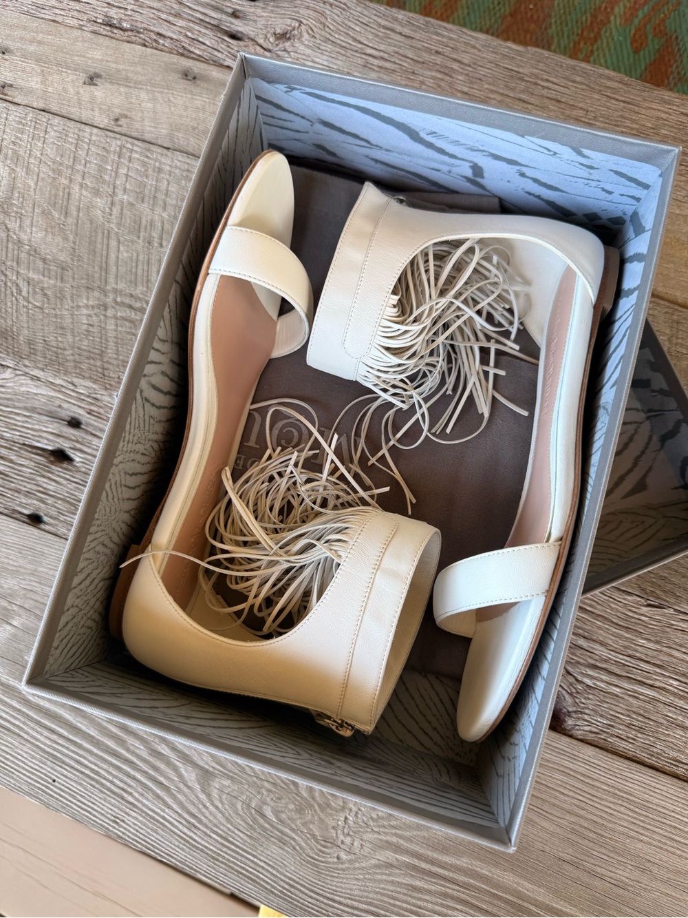 RARE Alexander McQueen White Fringe Ankle-Strap Sandals SZ 38.5 - Picture 5 of 9